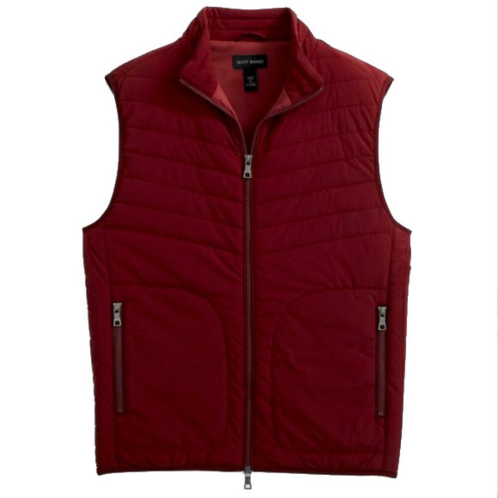 Scott Barber Men's Stretch Nylon Puffer Vest Large Burgundy NWT Water-Resistant